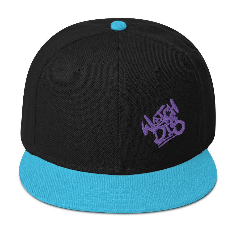 Snapback Hat Purple Graffiti Font – Watch Dis Apparel