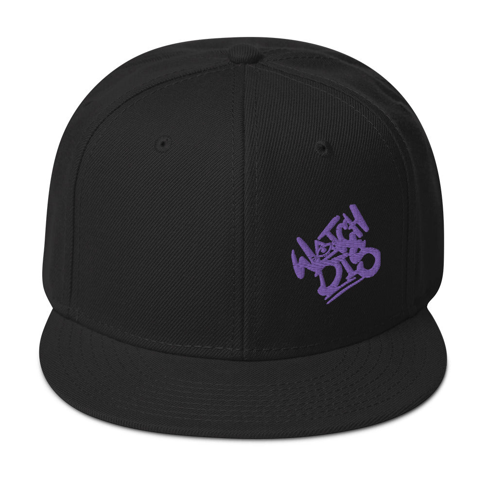 Snapback Hat Watch Font Dis Graffiti Apparel Purple –
