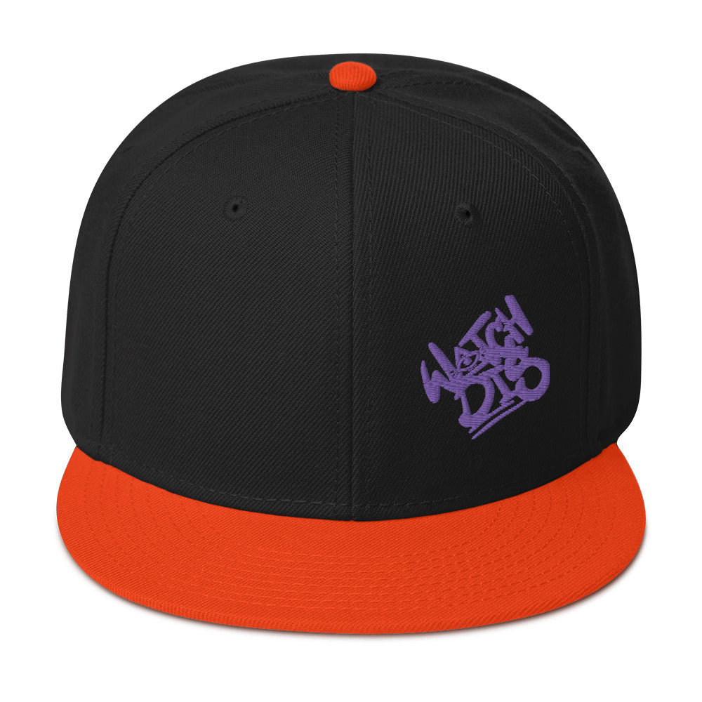Snapback Hat Purple Graffiti Font – Watch Dis Apparel